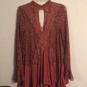 Free People Tell Tale Mauve Lace Tunic/Dress
